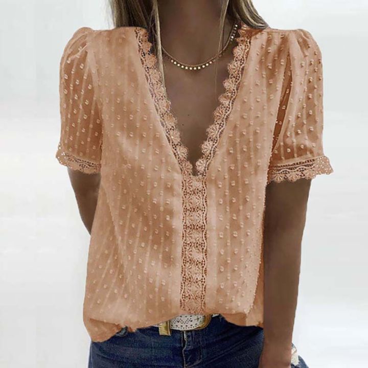 3xl-y-v-neck-lace-shirt-blouse-spring-summer-short-sleeve-ladies-shirt-casual-women-solid-pullover-tops-blusa-streetwear