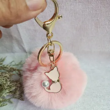 ATSlowTimes Large Fluffy Puffs Ball Bag Charm Pompom Keychain