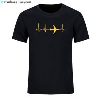 Mens T-shirtO-neck Custom Printed Plane T Shirt Men Aviation Tank Cardiogram Enthusiasts Tops Tshirt Cotton Leisure Tee Casual Pattern T-shirt Retro T Shirt  HRJE