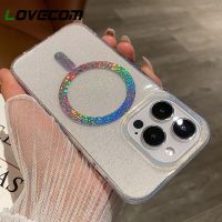Luxury Magnetic Charging For Magsafe Case For iPhone 14 13 12 11 Pro Max 14Plus Laser Glitter Sequins Bling Clear Acrylic Cover Phone Cases