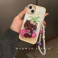 จี้ประดับลูกปัดเคสมีขาตั้งโทรศัพท์สีขาวลายเฮลโลคิตตี้ผิวสีดำสำหรับฤดูร้อน Iphone 14กันตกของขวัญสำหรับเด็กผู้หญิง