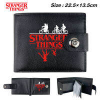 Stranger Things การ์ตูนสีดำสั้น Snap กระเป๋าสตางค์ผู้ชายและผู้หญิง Casual Card Holder Gifts