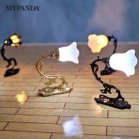 2Pcs Black Dollhouse Wall Lamp Model Garden Yard Chandelier Sand Table Led Light Doll House Decor Material Warm White