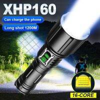 ไฟทัวช์ XHP160ไฟฉาย LED LED พลังงานสูง18650ชาร์จได้โคมไฟเทคนิคซูมไฟฉายตั้งแคมป์