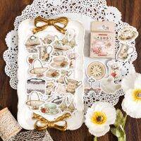 46Pcs Vintage teapot stickers afternoon tea dessert decoration stickers DIY creative Scrapbooking craft album stickers Jourmal Stickers Labels