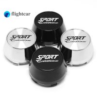 Flightcar 4ชิ้นหรูหราสากลฝาศูนย์กลางล้อรถสปอร์ต60มม. พร้อมโลโก้อลูมิเนียมสีดำ/สีเงิน