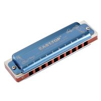 Easttop T008K Harmonika Blues Diatonic 10หลุมฮาร์ปหีบเพลงปากคีย์ C ต่ำ F ใหม่ผ้าคลุมสีฟ้าฟอสเฟอร์บรอนซ์รีดมาตรฐาน