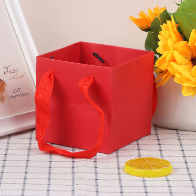 [Oderous]  ถุงกระดาษคราฟท์แบบพกพาทรงสี่เหลี่ยม,กระเป๋าใส่ดอกไม้กระเป๋าของขวัญแต่งงานวันเกิด