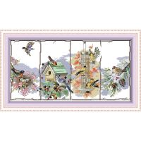 ☏ Animal pattern Four seasons bird print cross stitch kit Aida 14ct 11ct Chinese needlework embroidery cross stitch DIY sewing set