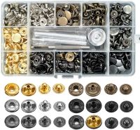 12.5mm Leather Snap Fasteners Kit Metal Button Snaps Press Studs 4 Installation Tools 6 Color Leather Snaps for Clothes,Jackets