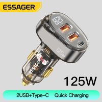 Essager 125W USB C ที่ชาร์จแบตในรถดิจิตอล QC3.0 PD Fast ชาร์จโทรศัพท์ที่ชาร์จสำหรับไอโฟน14 13 Pro Max Samsung แล็ปท็อป Xiaomi