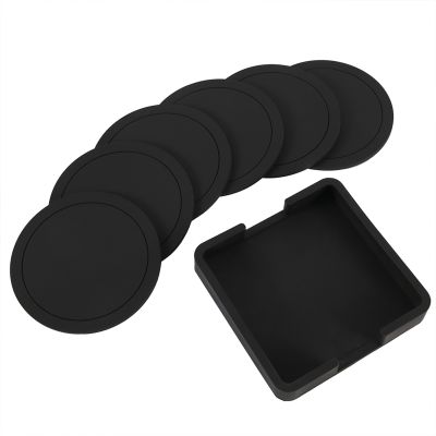 【CW】☁♙  7pcs Non-slip Silicone Drinking Coaster Set Holder Cup Round Office Table