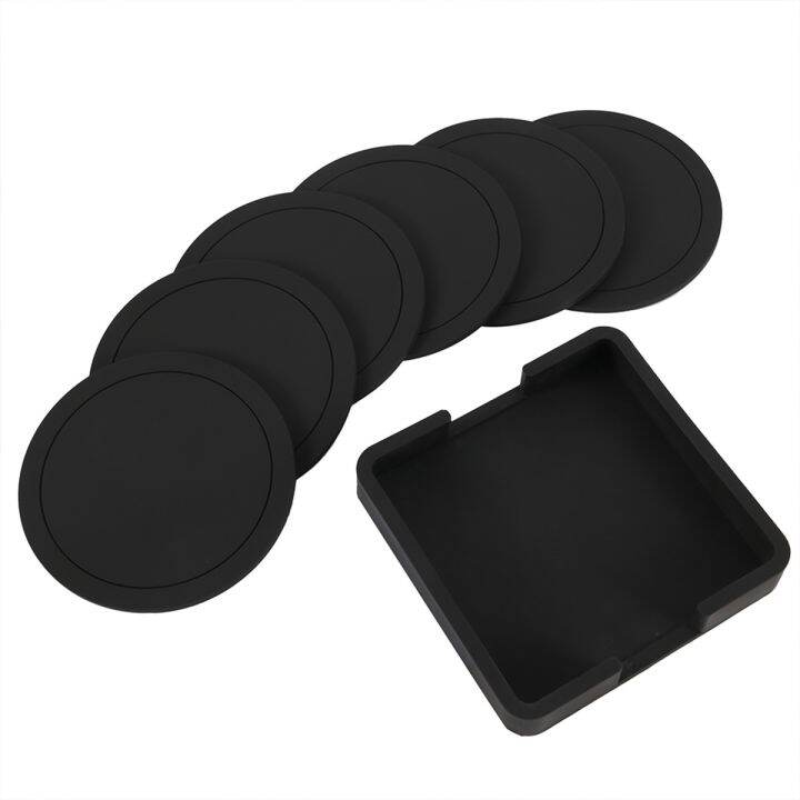 cw-7pcs-non-slip-silicone-drinking-coaster-set-holder-cup-round-office-table