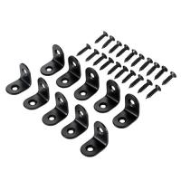 ﹍ 10Pcs Black Stainless Steel Right Angle Corner Bracket Support L-Shaped Furniture Fittings Cabinet Joint Fasteners with Screws