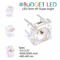 รุ่นขายดี? LED 5MM 4P BLUE สีน้ำเงิน แอลอีดีซุปเปอร์ไบร์ทหลอดใส ความสว่างสูง ความร้อนต่ำ( 20 ชิ้น : 50 ชิ้น : 100 ชิ้น )