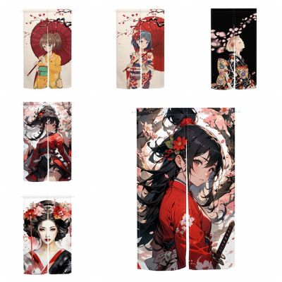 Fashion 2023 Anime cartoons of Japanese girl curtain door Cherry kitchen bedroom party entrance entrance hanging curtain half curtain