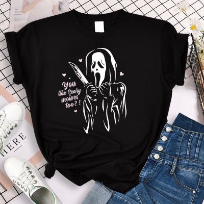 2022 Scream Ghostface Tshirt Scary Halloween Party Tshirt Funny Ghost Horror Goth Tee Shirt Gildan Spot 100% Cotton