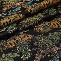 [Yunyun fabric workshop] Black Yard Dyed Jacquard Damask Fabric For Coat Curtain Table Cloth โซฟาเบาะเบาะเย็บปะติดปะต่อกัน DIY ผ้า