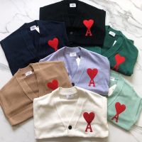 Available Ami Love Letter A Sweater Cardigan Autumn And Winter New Wool Sweater Single-Breasted V-Neck Male And Female Couples With The Same Style