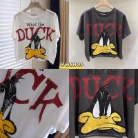 CODtang0034050 cicishop(D0106)เสื้อครอปแขนสั้นสกรีนลายduckน่ารักคิ้วท์ๆ