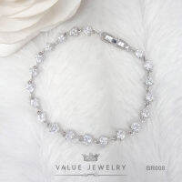 สร้อยข้อมือ ประดับคริสตัลเพชรรูปหัวใจ Heart Shaped ขนาด4มิล เครื่องประดับ BR008 ValueJewelry