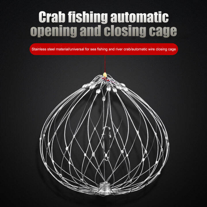 Fishing Crab Trap Net Automatic Open Closing Wire Fish Crab Cage Steel