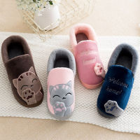 Jackshibo New Couples Cartoon Cat House Slippers Non-slip Soft Women Shoes Warm Man Indoor Slippers Lovers Winter Home Slippers