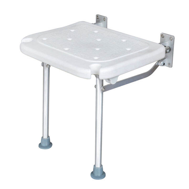 folding-shower-bench-wall-mounted-flip-up-bath-seat-screw-in-bathroom-chair-stool-with-non-slip-feet-drainage-holes-shower-head-slot-for-elderly-seniors-disabled