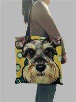 Dropship Schnauzer Dog Painting Handbags For Women Lady Korean Shoulder Bag Casual Shopping Shopper Bags Large Capacity