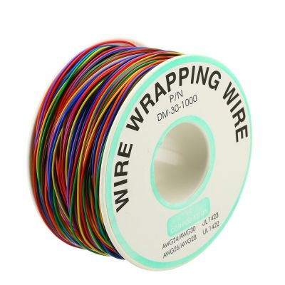 1 Roll 30 AWG 0.25mm Tin Plated Copper Wrapping Wire Insulation Test Cable 8-Colored Flexible Wrap Wire for Laptop PCB Soldering