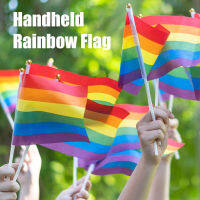 21x14cm Small Stick Party Festival Waving Street Handheld Rainbow Flag LGBT