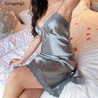 [Gongjing2] ชุดเสื้อคลุมผ้าไหมชุดชั้นในสตรี Baju Tidur Seksi ชุดนอน