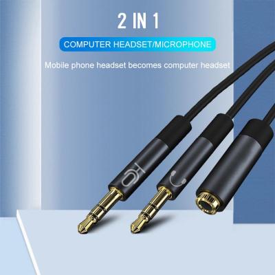 3.5mm Female To 2 Male Jack Audio Splitter Cable For headset Microphone Extension computer conversion Headset to PC Adapter