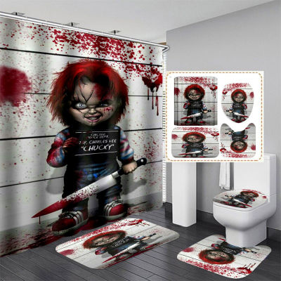 CAVVING 3D Print Funny Chucky Shower Curtain Waterproof Bathroom Curtain Anti-slip Bath Mat Set Toilet Rugs Carpet Home Decor
