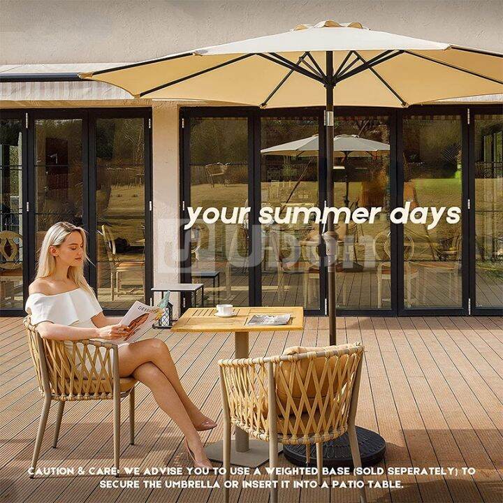 2.7M Patio Garden Umbrella with Base Stand Outdoor Parasol Canopy Tent