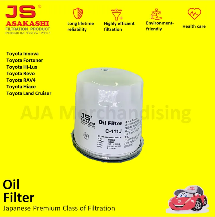 JS Asakashi Oil Filter for Innova, Fortuner, HiLux, Revo, RAV4, Hiace