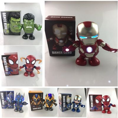 ZZOOI New Avengers 19cm Dancing Singing Iron Man Spider Man Interactive Toy Music Action Figure Model Figurine Christmas Gift For Kids