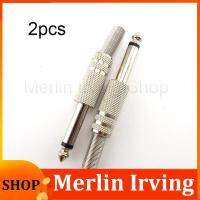 Merlin Irving Shop 2pcs 6.35mm Male Mono Channel Amplifier Plug Adapter Connectors Monaural Jack Audio Cable Microphone Accessories Plugs