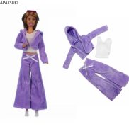 Purple Clothes Set for Barbie Doll Outfits Coat Vest Top Crop Pants Causal