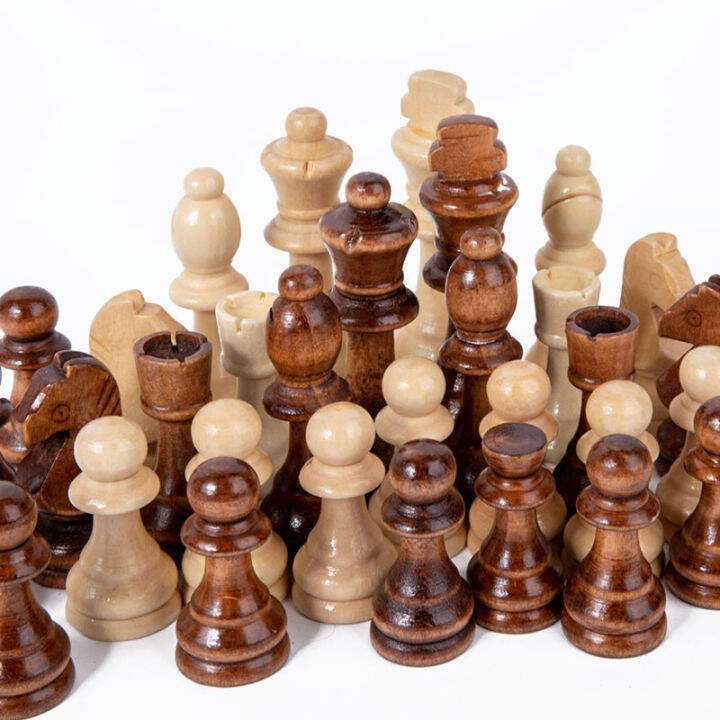 Wooden Chess Pieces Solid Wood Chess Set Brown Wood Tournament Staunton