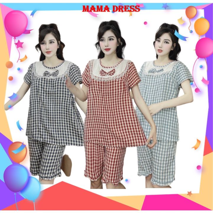 Bộ đồ bầu và sau sinh lửng mùa hè MAMA DRESS thiết kể kẽ sọc kèm ...