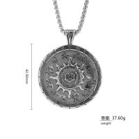 12กลุ่มดาวเข็มทิศดาว Kalung Baja Tahan Karat จี้ Sun วงกลมผู้ชาย Punk เครื่องประดับแฟชั่น