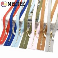 ┅ 3/5Pcs 3 Metal Zippers 15-30cm Close-End Zips Auto Lock Gold Sliver Pearl Sliders Bags Purse Dress Decor Zip Sewing Accessories