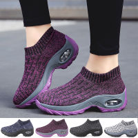 Womens Walking Shoes Sock Sneakers Mesh Slip on Air Cushion Lady Platform Shoes Comfortable Outdoor Shoes