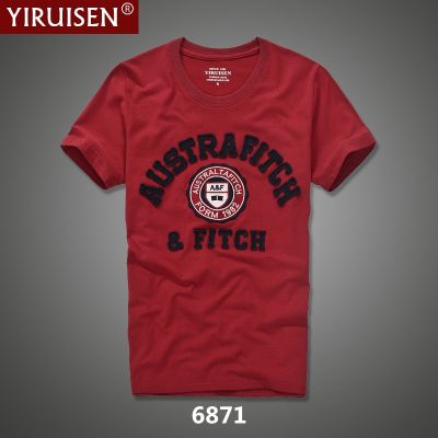 Yiruisen Cotton T Shirt Men Clothing Letter Applique Design Mens Tees Hollistic