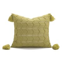 2023 French Light Luxury Pillow Cover Green Embroidered Knit Pillow Cases Modern Minimalism Home Decorative Pillows for Sofa