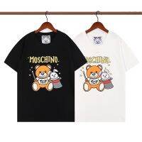 The New 2022 Womens MOSCHIN Moschino Bear Series T-shirt for Couples Printed Logo Short-sleeved Cotton Round Collar Top