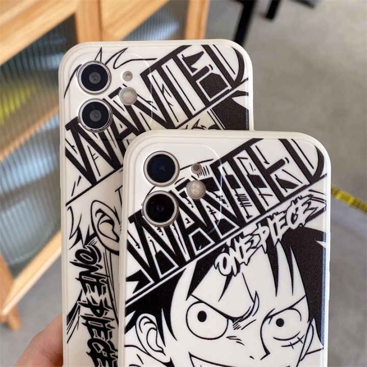 เคสสำหรับ-iphone-11-12-13-pro-max-6-6s-7-8-plus-xr-xs-max-luffy-อะนิเมะเรื่องวันพีชขอบตรง-ace-hancock-ซิลิโคนนิ่มกันกระแทกการป้องกันเต็มรูปแบบ-tpu-เรียบง่ายสีด้าน