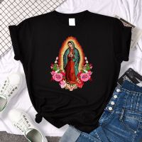 Virgin Mary เสื้อยืดผู้หญิง Guadalupe เสื้อผ้าแฟชั่นพิมพ์ลายเสื้อผ้าฝ้าย100% เสื้อคอกลมฤดูร้อนใหม่ราคาถูกขายส่งตลกเสื้อยืดแบรนด์2023เสื้อยืดผู้ชายสไตล์ป๊อป Unisex Xs-3xl