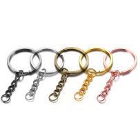 10pcs Key ring with chain flat aperture key chain key chain pendant key ring pendant metal